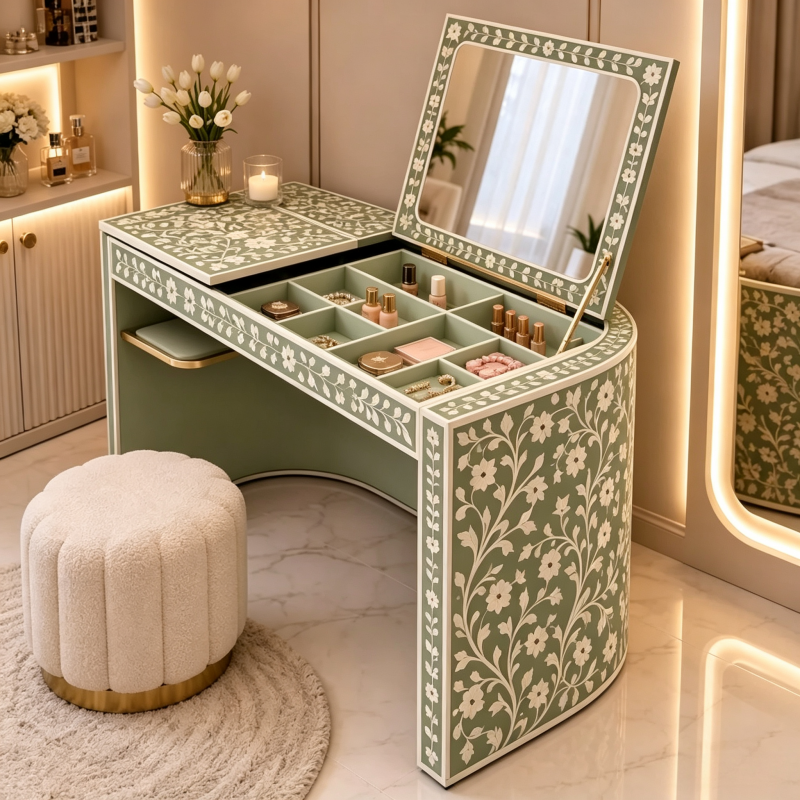 Italian Gorgeous Green Vanity Set