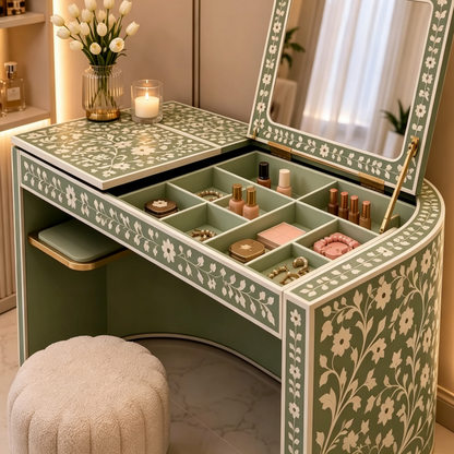 Italian Gorgeous Green Vanity Set