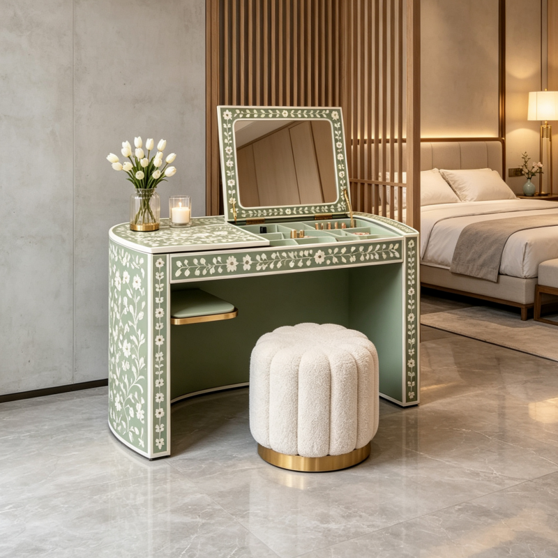 Italian Gorgeous Green Vanity Set