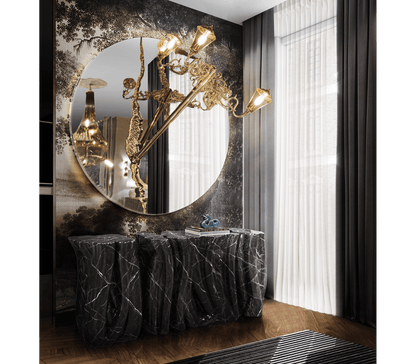 Italian Light Luxury Handmade Lumiere Round Mirror