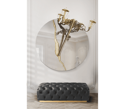 Italian Light Luxury Handmade Lumiere Round Mirror
