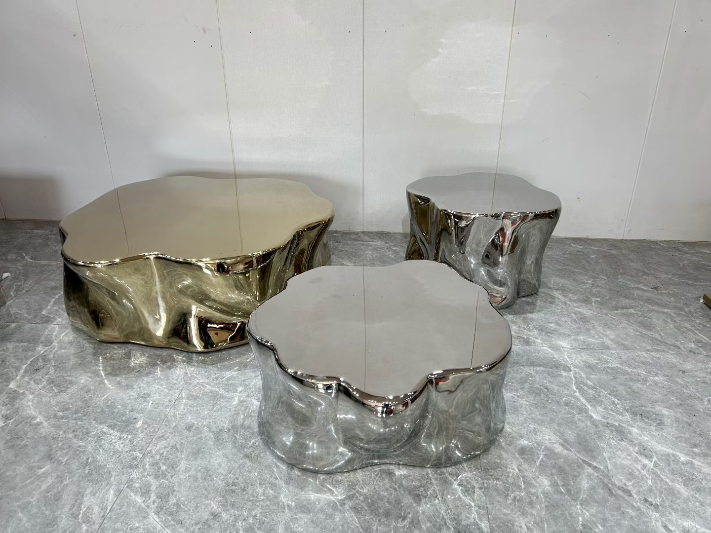 Italian Luxury Silver Tree Woodcut Table