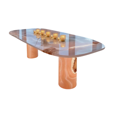 Natural Agate Pink Marble Dining Table