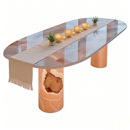 Natural Agate Pink Marble Dining Table