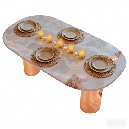 Natural Agate Pink Marble Dining Table