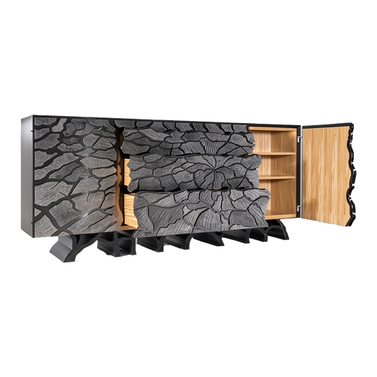 Sculptural Cracked Cabinet Console