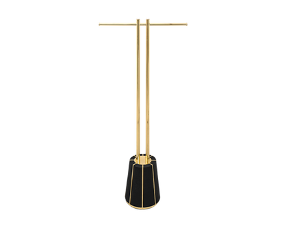 Dalyan Black Leather & Gold Brass Towel Rack