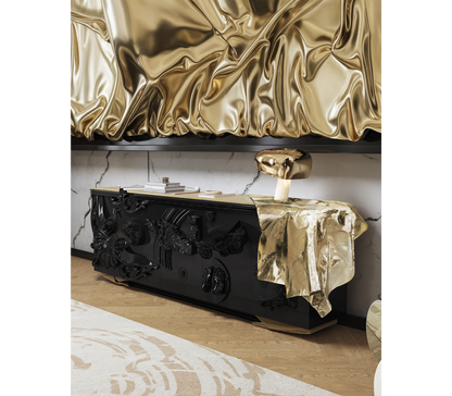 Voltaire Black Lacquer & Brass Sideboard