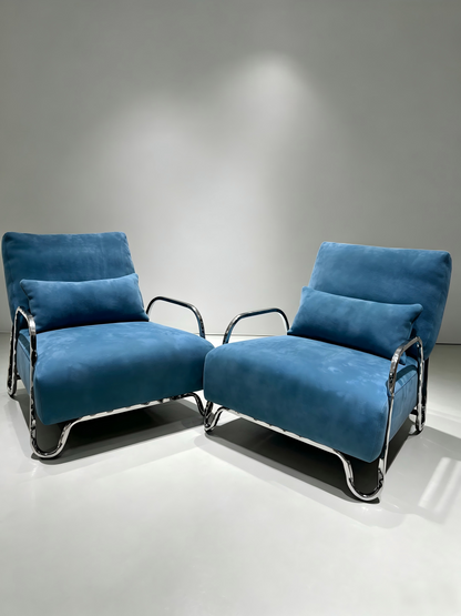 MOONLIGHT Blue And Silver Armchair