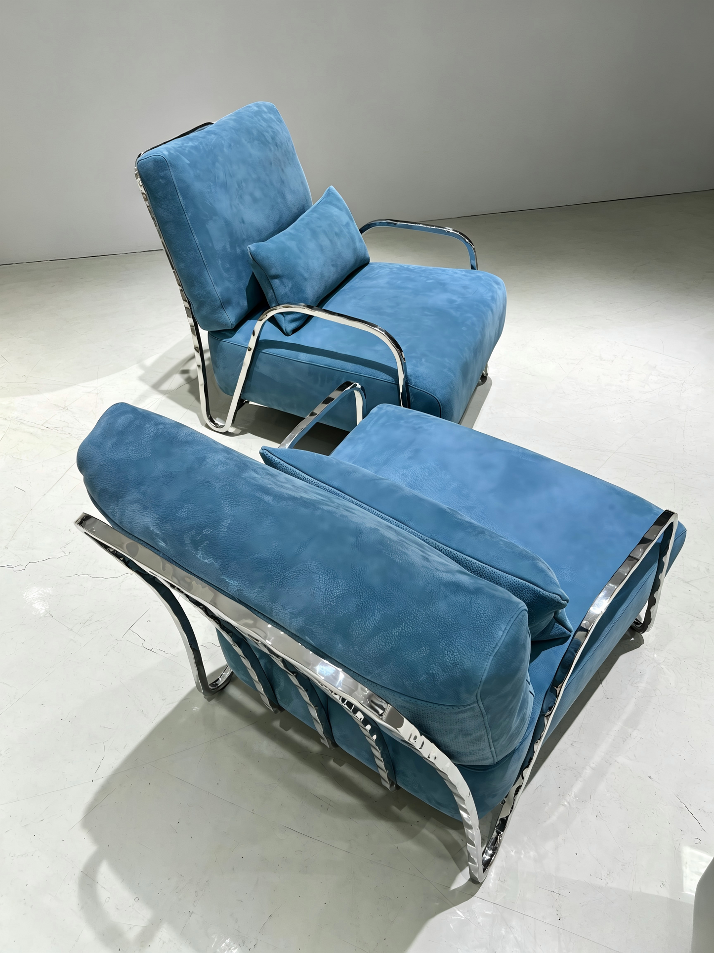 MOONLIGHT Blue And Silver Armchair