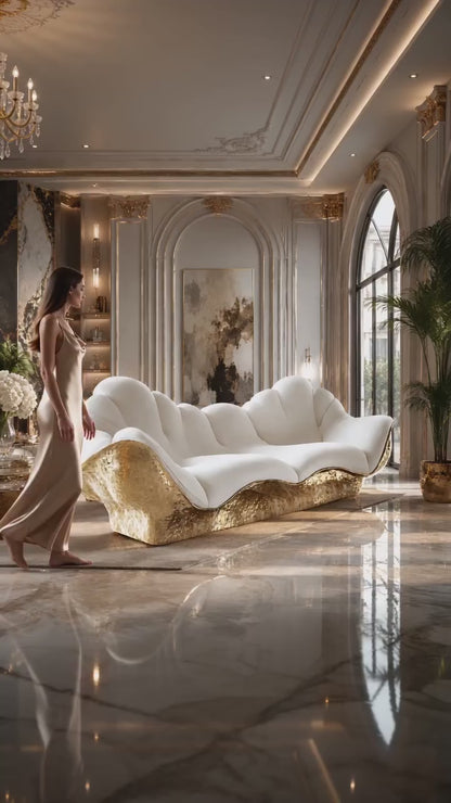 3D Gold Curved Sofa
