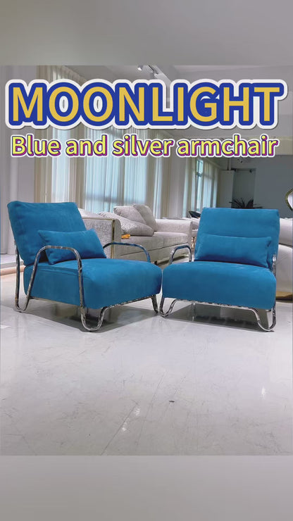 MOONLIGHT Blue And Silver Armchair