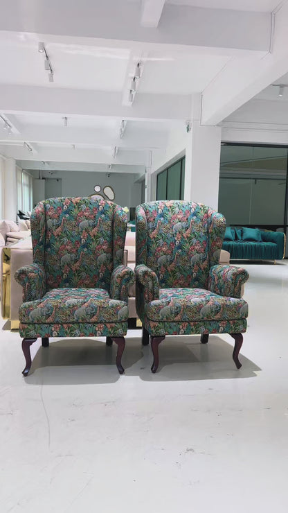 Handmade Italian Shahi Printed Amrchair
