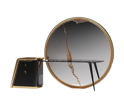 Handmade Big Round Mirror Make up Table