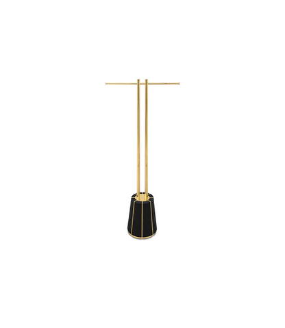 Dalyan Black Leather & Gold Brass Towel Rack
