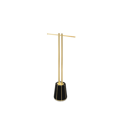 Dalyan Black Leather & Gold Brass Towel Rack