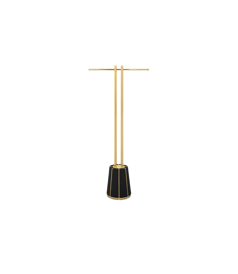 Dalyan Black Leather & Gold Brass Towel Rack