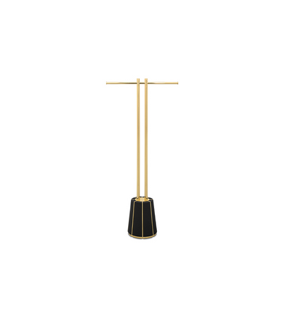 Dalyan Black Leather & Gold Brass Towel Rack