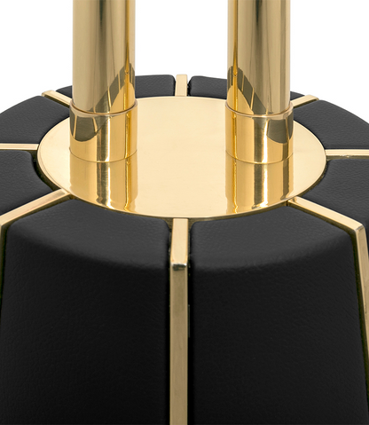 Dalyan Black Leather & Gold Brass Towel Rack