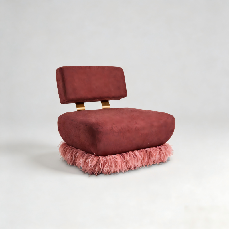 Italian Luxury Ostrich Fluff Lounge Chair